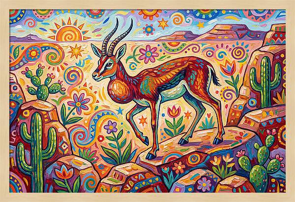 Goitered Gazelle In Vibrant Landscape