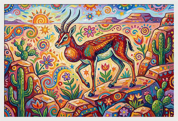 Goitered Gazelle In Vibrant Landscape