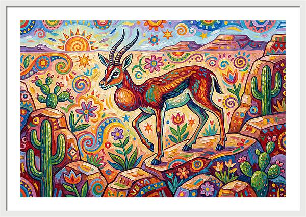 Goitered Gazelle In Vibrant Landscape