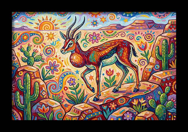 Goitered Gazelle In Vibrant Landscape