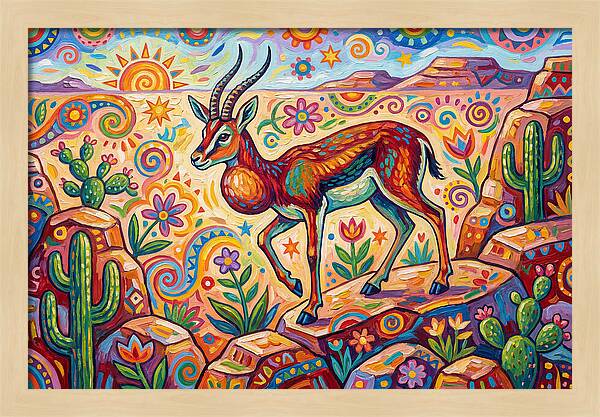 Goitered Gazelle In Vibrant Landscape