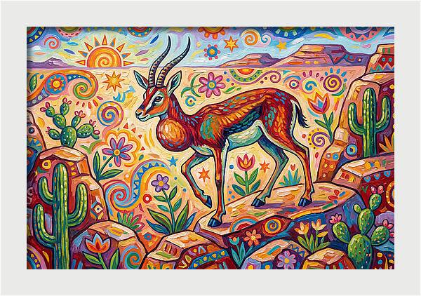 Goitered Gazelle In Vibrant Landscape