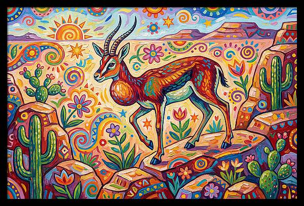 Goitered Gazelle In Vibrant Landscape