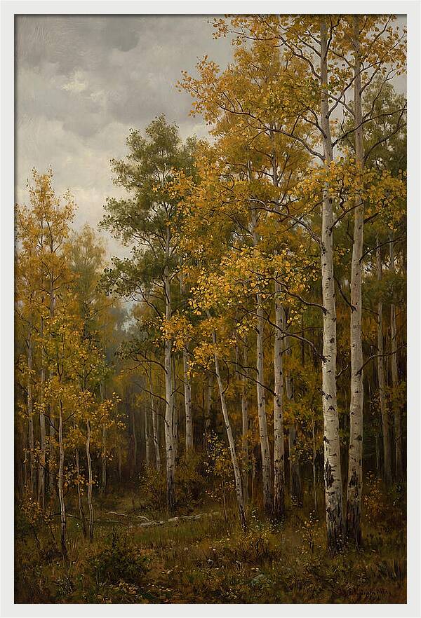 Golden Aspens Under Autumn Skies