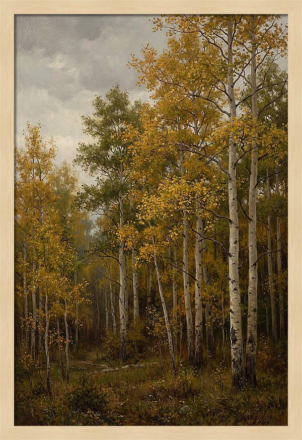 Golden Aspens Under Autumn Skies