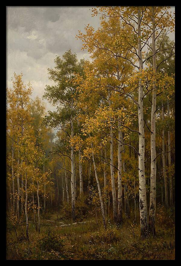 Golden Aspens Under Autumn Skies