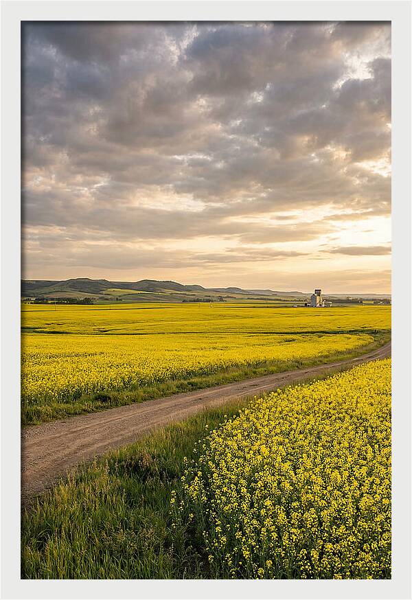 Golden Canola Fields At Dusk