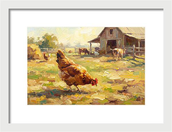 Golden Chicken In Pastoral Scene