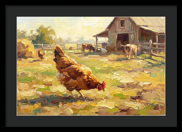 Golden Chicken In Pastoral Scene