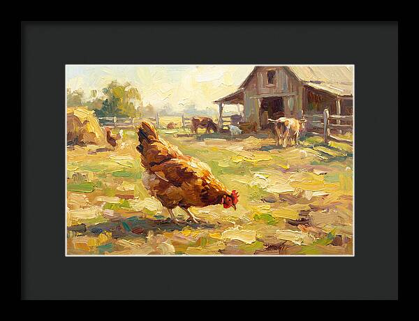 Golden Chicken In Pastoral Scene