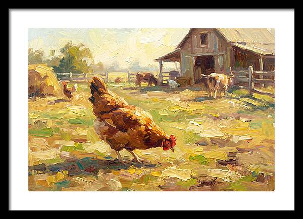 Golden Chicken In Pastoral Scene