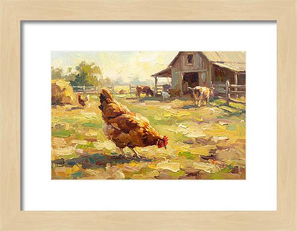 Golden Chicken In Pastoral Scene