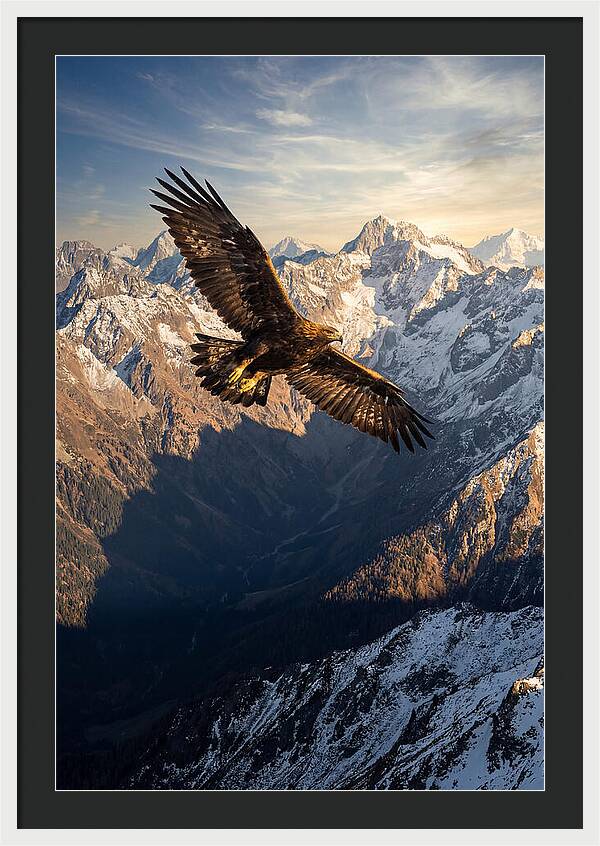 Golden Eagle Soaring Above Mountains