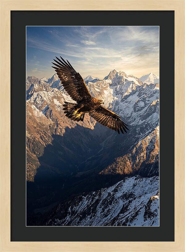 Golden Eagle Soaring Above Mountains