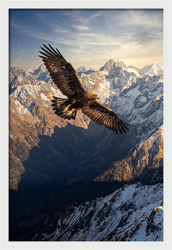 Golden Eagle Soaring Above Mountains
