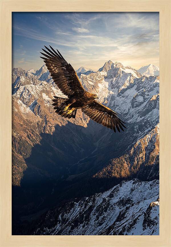 Golden Eagle Soaring Above Mountains