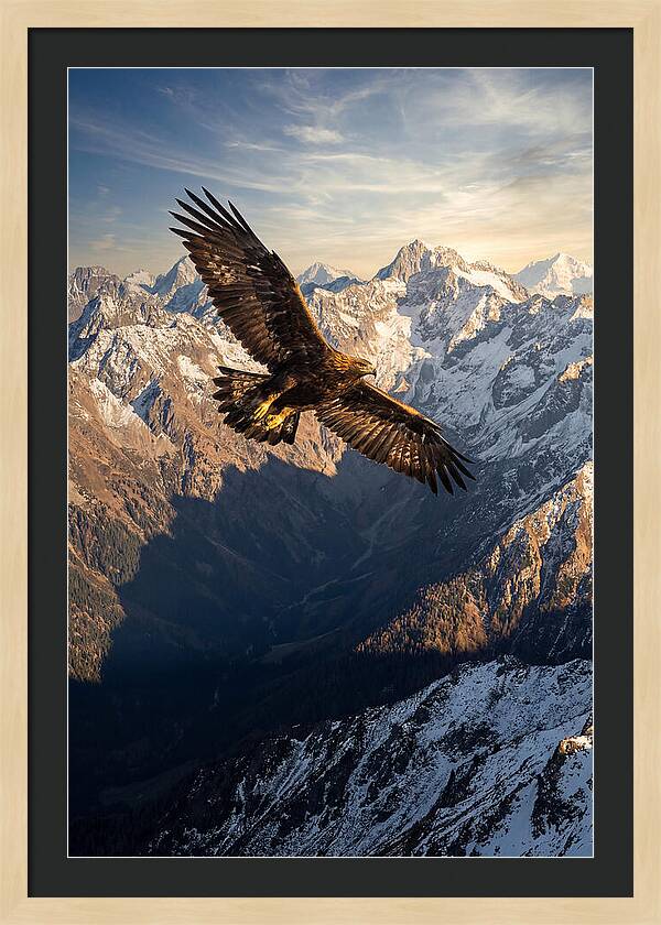 Golden Eagle Soaring Above Mountains