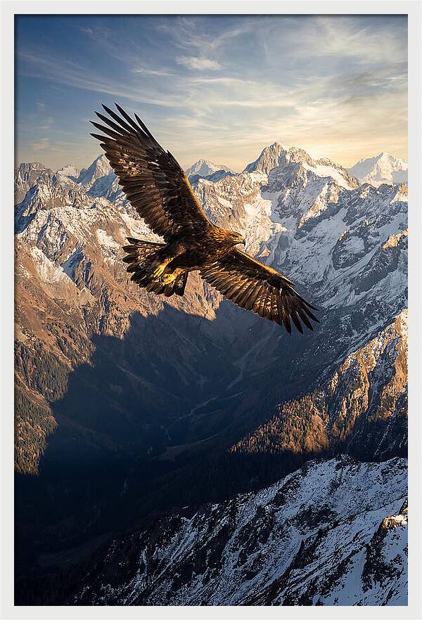 Golden Eagle Soaring Above Mountains