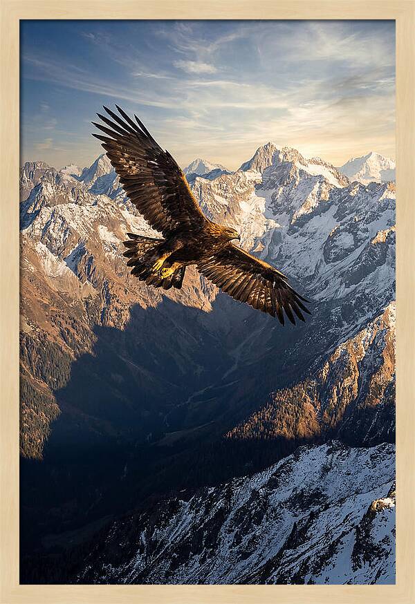 Golden Eagle Soaring Above Mountains