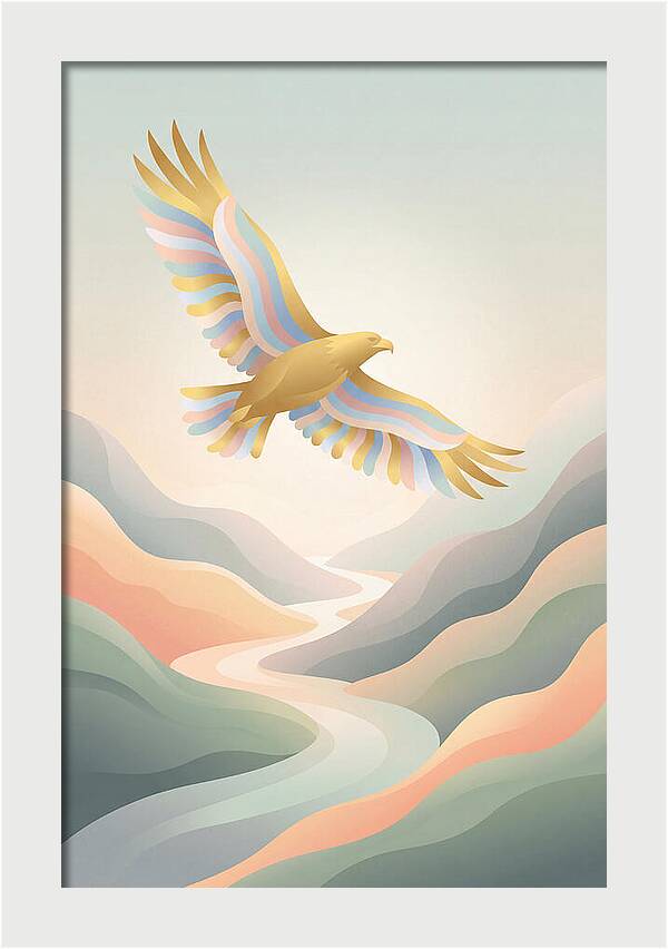 Golden Eagle Soaring Above Mountains