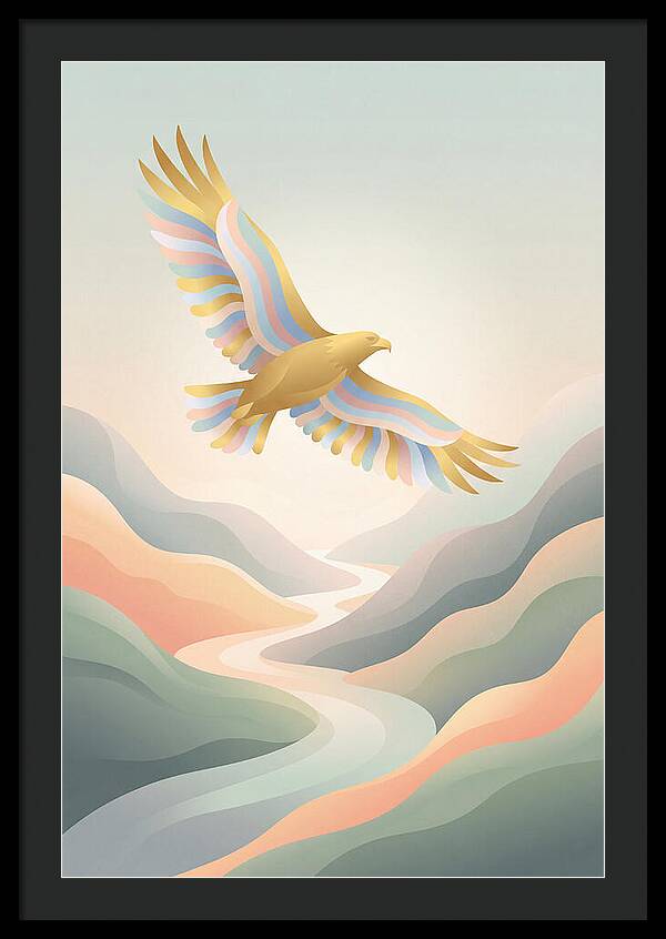 Golden Eagle Soaring Above Mountains