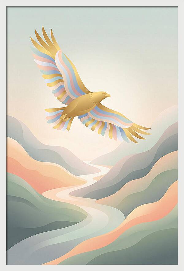 Golden Eagle Soaring Above Mountains