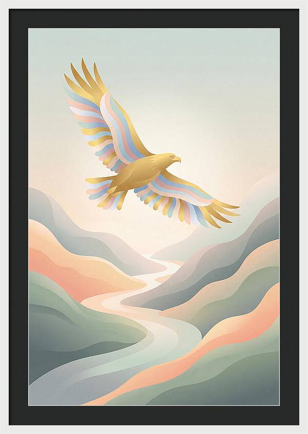 Golden Eagle Soaring Above Mountains