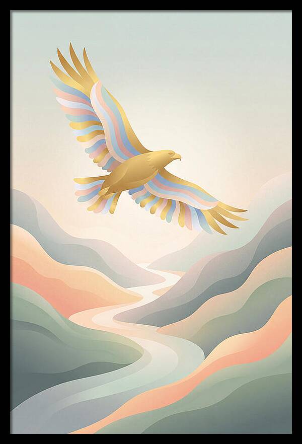Golden Eagle Soaring Above Mountains