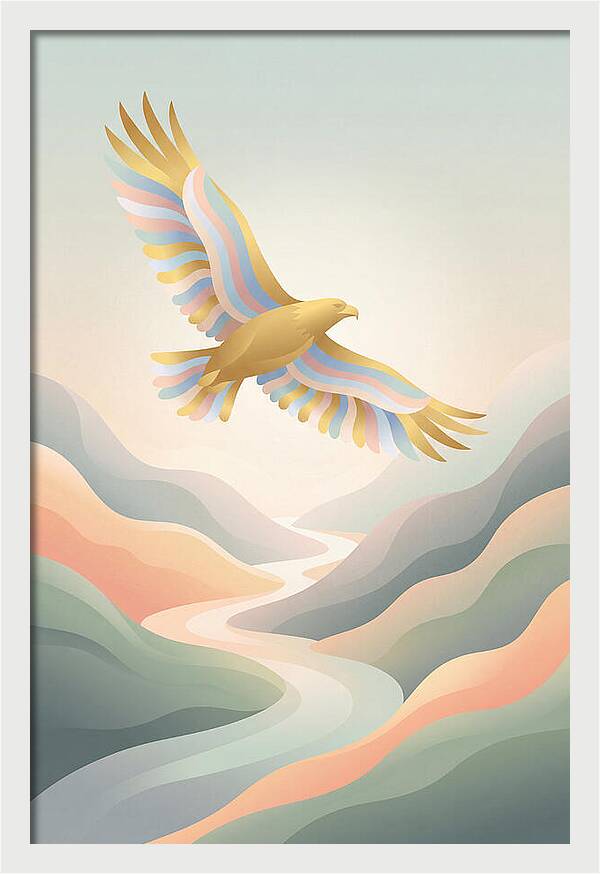 Golden Eagle Soaring Above Mountains