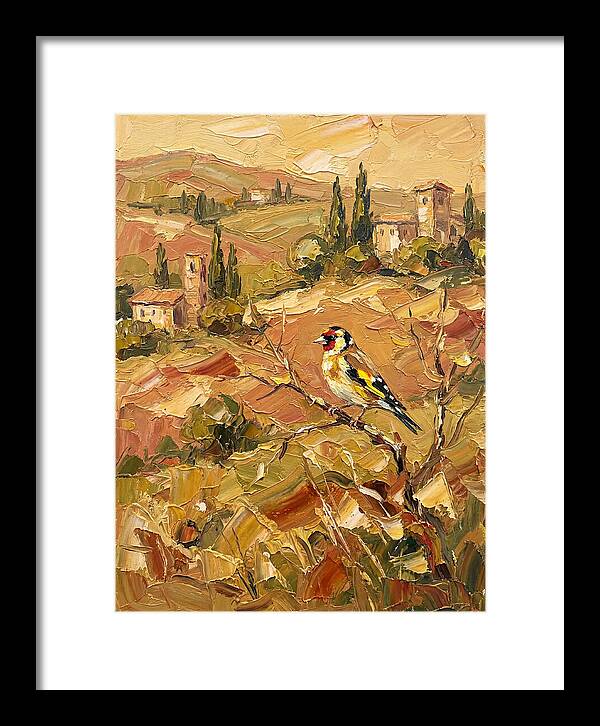 Golden Finch In Mediterranean Landscape
