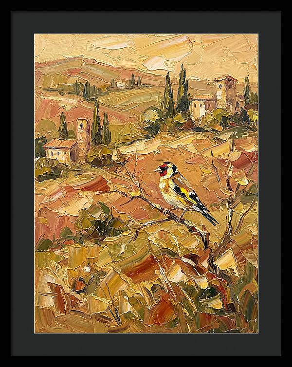 Golden Finch In Mediterranean Landscape