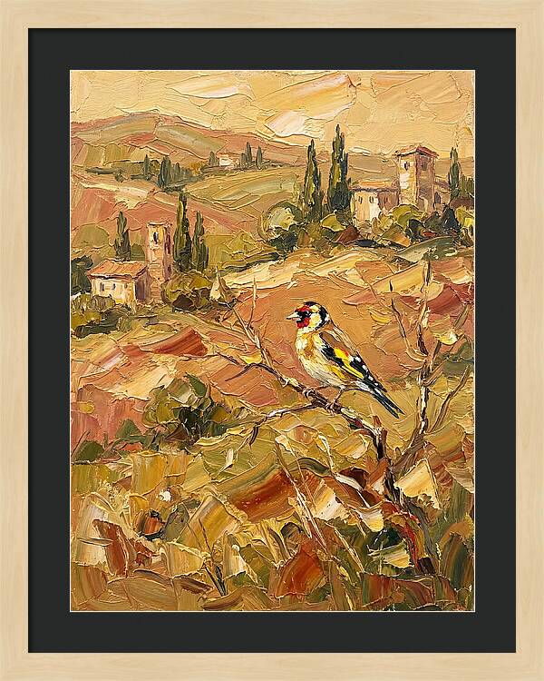 Golden Finch In Mediterranean Landscape