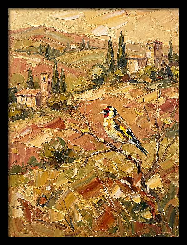 Golden Finch In Mediterranean Landscape