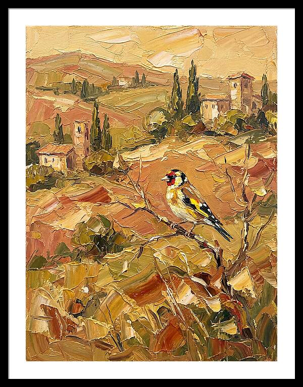 Golden Finch In Mediterranean Landscape