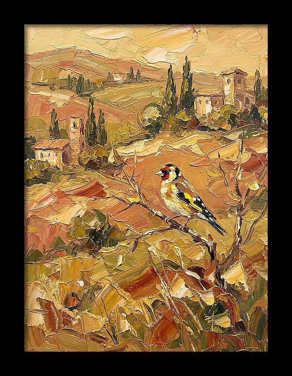 Golden Finch In Mediterranean Landscape