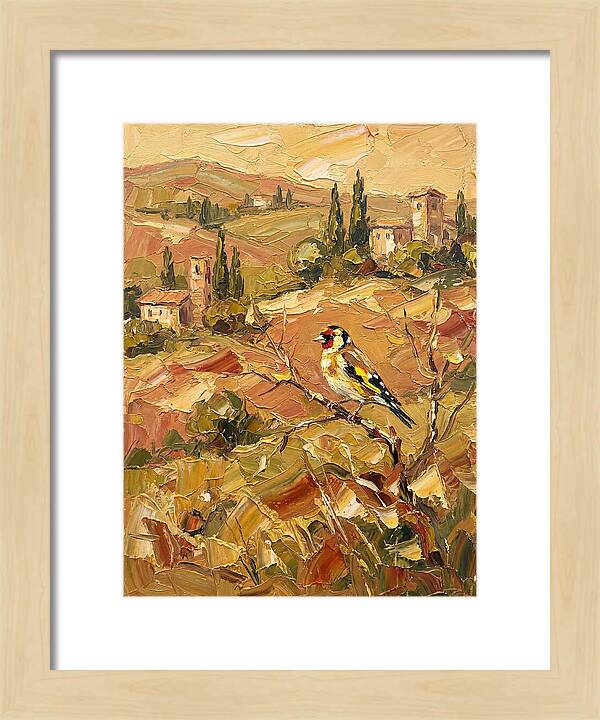 Golden Finch In Mediterranean Landscape