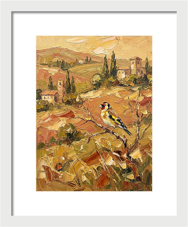 Golden Finch In Mediterranean Landscape