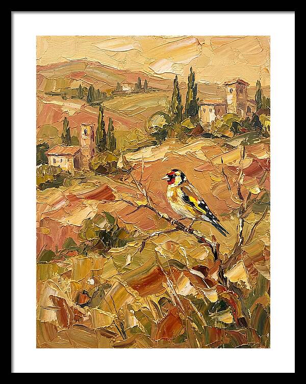 Golden Finch In Mediterranean Landscape