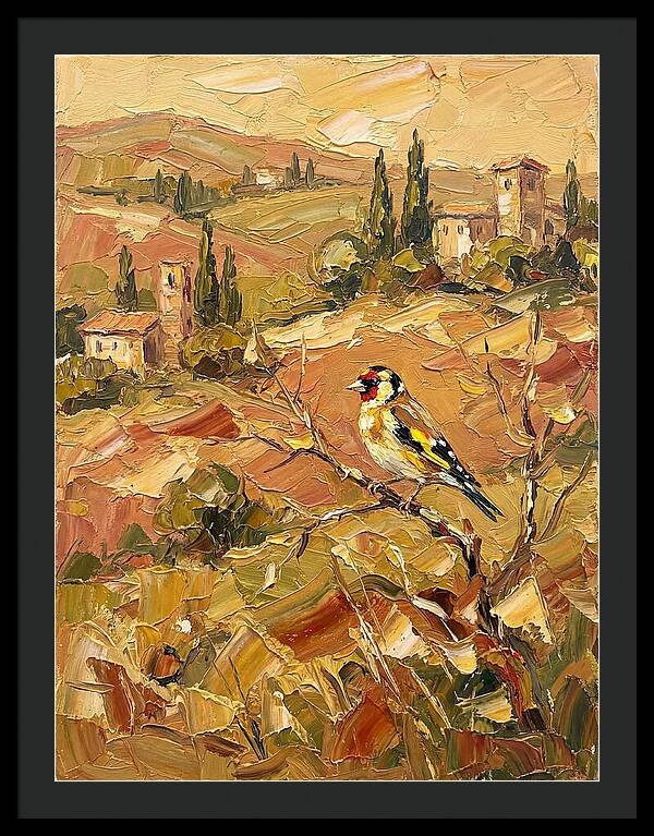 Golden Finch In Mediterranean Landscape