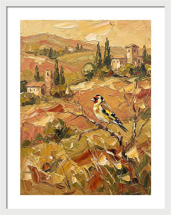 Golden Finch In Mediterranean Landscape