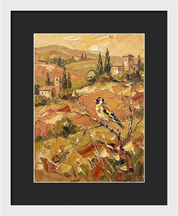 Golden Finch In Mediterranean Landscape