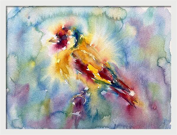 Golden Finch In Watercolor