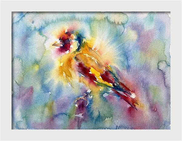 Golden Finch In Watercolor