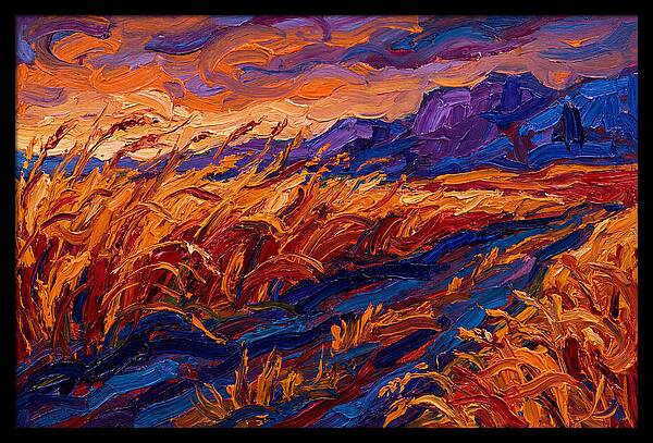 Golden Grain Fields At Dusk