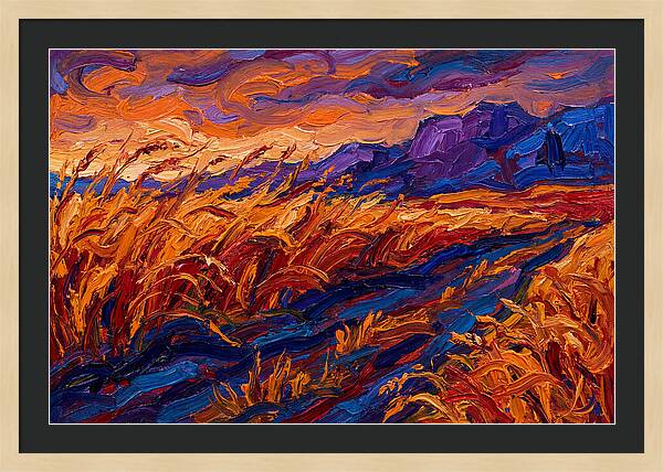Golden Grain Fields At Dusk