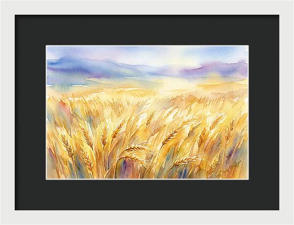 Golden Grain Fields In Watercolor
