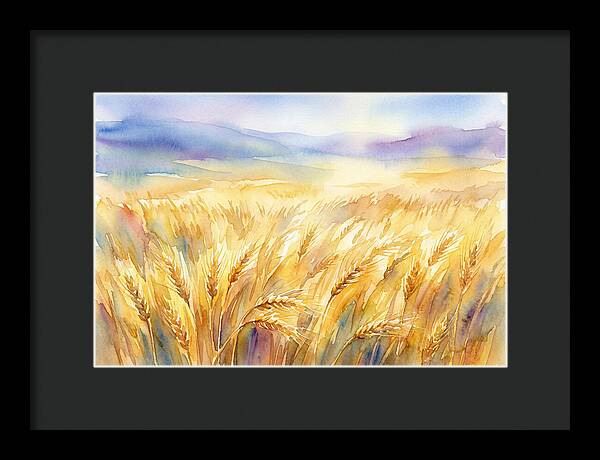 Golden Grain Fields In Watercolor
