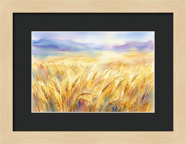 Golden Grain Fields In Watercolor