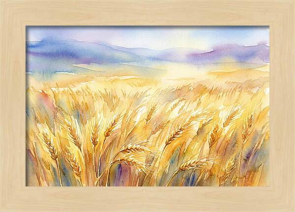 Golden Grain Fields In Watercolor