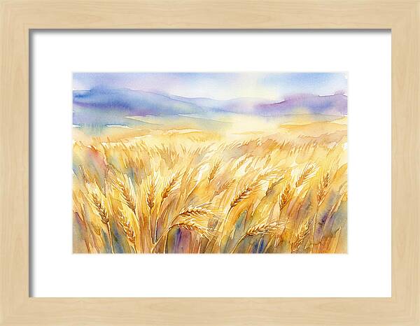 Golden Grain Fields In Watercolor